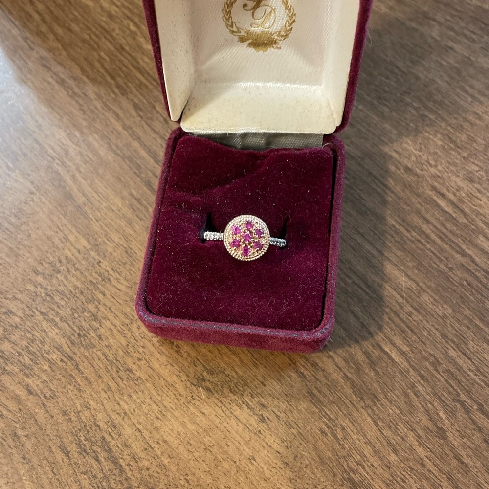 Vintage Solid 14k Rose Gold Ruby And Diamond Ring - image 3